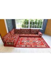 Resim Şark Köşesi Takımı Konsepti Kırmızı Anadolu Modeli Koltuk Takımı Sünger Dahil (10 Parça) 