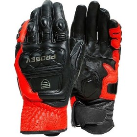 Resim Motosiklet Eldiveni Carbon Titanium Full Koruma Deri Leather Motorcu Eldiven Kırmızı 