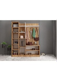 Resim Çizgi Portmanto Vestiyer Ayakkabılık Çam Beyaz 160 CM 