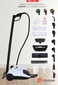 Resim Youban Çok Fonksiyonlu Buharlı Temizlik Makinesi KF2707 -PRO + 3,5 Litre AirFryer Fritöz Beyaz 