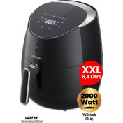 Resim Goldmaster Luxfry 2000 Watt Yüksek Güç 6,4 Litre Geniş Xxl Dokunmatik Airfryer Yağsız Sıcak Hava Fritözü 