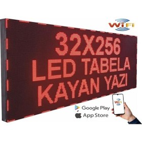 Resim Led Tabela 32x256cm Çift Taraflı Kırmızı Kayan Yazı-wifi 
