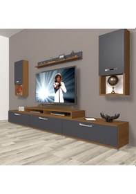 Resim Decoraktiv Ekoflex 270da Mdf Tv Ünitesi Tv Sehpası Ceviz - Antrasit 