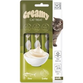 Resim M-Pets Creamy Deniz Taraklı ve Ton Balıklı Sıvı Kedi Ödülü 1 Adet 4x15 Gr 