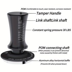 Resim Premium Kahve Presi Ayarlanabilir Sıkma Sapı ve Bağlantı Şaftı ile - 51/53/54/58mm Boyutlar, Sabit Yay Basınçlı, Gürültü Azaltıcı Tasarım ile Pürüzsüz Demleme 