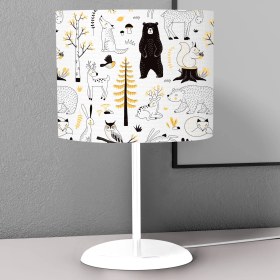 Resim instababyrooms Kutup Ayısı Geyik Desenli Çocuk Odası Dijital Baskılı Çocuk Odası Masaüstü Abajur Avize 