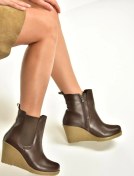 Resim V361197009 Kahverengi Dolgu Topuklu Kadın Bot Kahverengi-suni Deri 