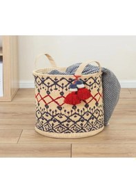 Resim Lüx Otantik Kilim Desenli Çamaşır Sepet Bej 