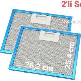 Resim ARC-PART Vestel Ad 6002 Rk Krem Davlumbaz Alüminyum Filtre - 2'li Set - 26,2X25,3 cm 