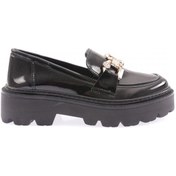 Resim Dgn 1001 Kadin Kristal Taşli Aksesuarli Loafer Ayakkabi 1001-2231-R1645 Siyah 