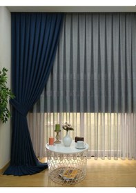 Resim Evdepo Home Keten Lacivert Fon Perde Tek Kanat Lacivert 