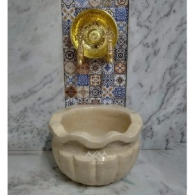 Resim AKM Traverten Dalgalı Kavun Dilimli Mermer Kurna 