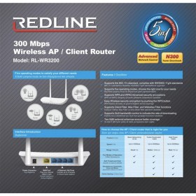 Resim Genel Markalar Redline Rl-wr3200 300 Mbps Kablosuz Acces Point Repeater Kablosuz Router Wps + Wısp+wds+bridge 