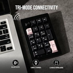 Resim EPOMAKER EK21-X VIA Conta Numara Pedi, Alüminyum Alaşımlı Kablosuz Numpad, Bluetooth/2.4ghz/Kablolu Programlanabilir Tuş Takımı, 5 Katmanlı Dolgulu, Win/Mac/Oyun için (Siyah, Gateron Pro Sarı) 