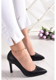 Resim Erkan Saçmacı Veronica Siyah Vegan Sivri Burun İnce Topuklu Stiletto Ayakkabı 