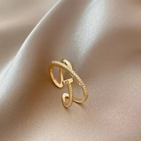 Resim Kadınlar için Benzersiz Açık Tasarım - Düğünler, Müzik Festivali ve Günlük Kıyafetler İçin Mükemmel, Parıldayan Sentetik Zirkonya ile Ayarlanabilir Altın Tonlu Çok Katmanlı Tırnak Yüzüğü 