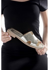 Resim Mia028-1022 Hakiki Deri Kadın Günlük-düğün-eğlence-altın Tatil Terliği Altın 