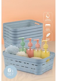 Resim Vienev 6'lı 8,2 Litre Delikli Saklama Kutusu Mavi Mavi 