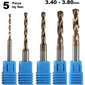 Resim Depolife Kalıpçı Taşlama Delme Cnc Router Karbür Uç Seti 3.40MM - 3.80MM Çap Carbide Matkap Ucu 5 Parça Set 