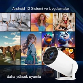 Resim LENSUN Taşınabilir Sinema Projektörü 4k Ev Sineması Bluetooth Android 12 Projeksiyon cihazı 