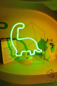 Resim Ema Dükkan Dinazor Neon Led Gece Lambası Usb Pilli Dekoratif Masa Lambası Çocuk Odası Işıklı Gece Lambası 