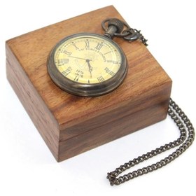 Resim Epilons Ahşap Kutulu Pirinç Köstekli Saat 16156 