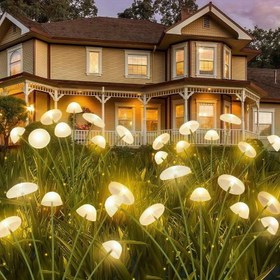 Resim Güneş Enerjili Mantar Işıkları - LED (Sıcak Beyaz / Renkli), IP65 Su Geçirmez Bahçe, Yolu ve Teras Aydınlatması | Denizanası Atmosferi, Kolay Kurulum 