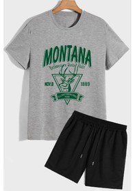 Resim Uyguntarz Montana Şort T-shirt Eşofman Takımı Gri 