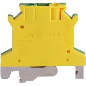 Resim İki Renkli Topraklama Terminal Bloğu Topraklama Terminali Uslkg6 Ray Tipi Uslkg Uk Yeşil Voltaj Terminal Bloğu 10pcs 