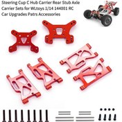 Resim Geekyou Rc Araba Alüminyum Göğüsleme Kolu Seti - Wltoys 1/14 144001 İçin Ön-arka Amortisör Paneli Ve Sallama Kolleri Kırmızı 