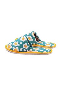 Resim Erkek Yeşil Yumurta Desenli Yumuşak Tabanlı Ev Terlik Sarı - Yeşil 