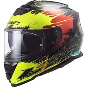 Resim Ls2 Storm Drop Siyah - Sarı - Kırmızı Kask Kapalı Motosiklet Kask 