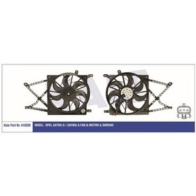 Resim Kale Oto Radyatör 418200 Fan Motoru Radyatör Astra G 98- Zafira A 99- Davlumbazlı 230w-380mm 