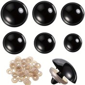Resim 100 adet Güvenlik Gözleri 6mm, 8mm, 10mm, 12mm, 16mm, 20mm, 24mm Plastik Siyah El Sanatları Gözleri Ayarlı Oyuncak Ayı Gözleri DIY Kuklalar, Ayı El Sanatları, Tığ Oyuncakları ve Dolgu Hayvan Bebek Oyuncakları Yapımı için Uygun 