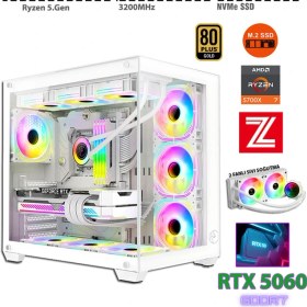 Resim Zeiron GTA-VI X32 White Pro Ryzen 7 5700X 32GB Ram 1TB M.2 Nvme SSD 8GB GDDR7 RTX5060 Ekran Kartı Premium Masaüstü Bilgisayar 