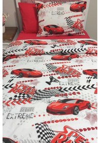 Resim Tek Kişilik Çocuk Nevresim Takımı Araba Kırmızı 