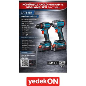 Resim Catpower Cat5135 Kömürsüz Akülü Set Matkap Ve Vidalama 