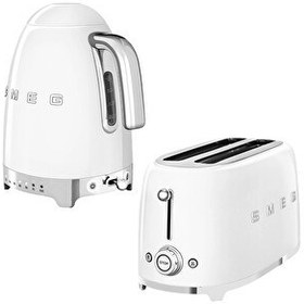 Resim Smeg Beyaz Isı Ayarlı Kettle ve 2x4 Ekmek Kızartma Makinesi Seti KLF04WHEU - TSF02WHEU 