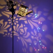 Resim Solar Sulama Kabı ve Işıklı Vintage Metal Peri Çaydanlık Lambası - Bahçe, Yollar, Patiler, Verandalar ve Avlular İçin Dekor | Noel, Festivaller, Partiler için Uygun | Güneş Enerjili Aydınlatma | Metalik Kaplama, Şelale Efekti 