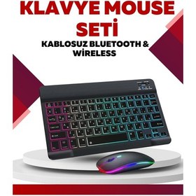 Resim Bluetooth 5.3 Destekli Şarjlı Taşınabilir Klavye + Mouse Kombinasyonu Diğer 