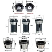 Resim Youtek 8 Parça Karbon Çelik Traş Makinesi Uç Parçaları - 6mm, 1/4", 8mm Dönüştürme Bağlantıları, Hassas Tasarım, Kolay Kurulum 