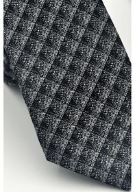 Resim Gaffy Füme Küp Desenli Gri Dokuma Kumaş Mendilli Slim Fit Kravat // Sdk-2605-3 Gri 