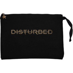 Resim Disturbed Text Siyah Clutch Astarlı Cüzdan / El Çantası - Siyah 