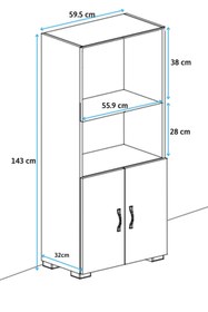Resim IRMAK MOBİLYA Cok Amacli Dolap Fırın Dolabı 2 Kapaklı Bölmeli Mikrodalga Fırın Dolabı Mini Fırın Mutfak Dolabı 