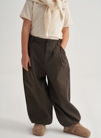 Resim Unisex Çocuk Gabardin Paça Detaylı Pantolon Haki - 1-2 Yaş 