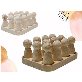 Resim Waldorf 12 Adet Boyanabilir Stantlı Masif Peg Bebek Seti 