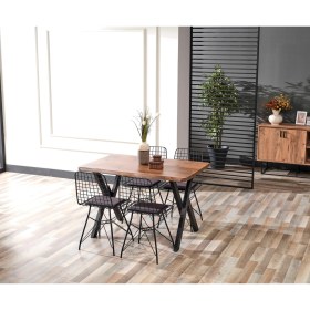 Resim Trendy Assel Alara Doğal Kütük Mutfak Masası Takımı-Yemek Masası Takımı 
