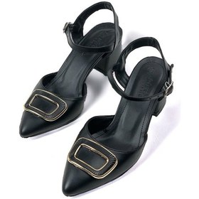 Resim Kadın Sare Siyah Bilekten Bağlamalı Topuklu Ayakkabı Babet 001 