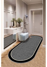 Resim West Home Makinede Yıkanabilir Kaymaz Taban Leke Tutmaz Oval Modern Yolluk Ev Dekorasyonu İçin Gri Kesme Yolluk Wh478 Grey Oval Yolluk 