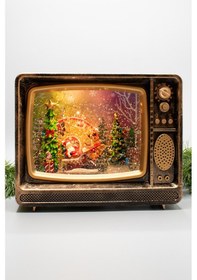 Resim Luxury Dekoratif Nostalji Tv Kar Küresi Çam Ağacı Yılbaşı Süsü 